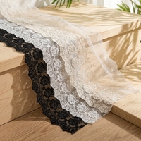 Dentelle en coton et polyester blanche/noire de 22 cm de large, soluble à l'eau, pour rideaux, accessoires de vêtements pour enfants