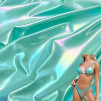Échantillon gratuit de tissu extensible en nylon et spandex métallisé brillant mystique de luxe, effet brumeux bronzant, pour vêtements de danse rave et maillots de bain