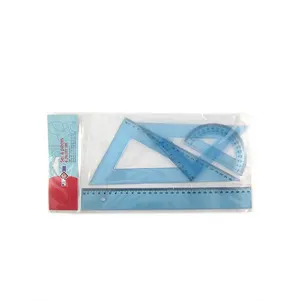 Juego de geometría de matemáticas para estudiantes, transportador de regla recta triangular Flexible de plástico de 30cm para la escuela