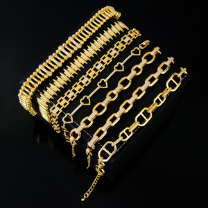 In Stock Trendy Italian <b>Gold</b> Color <b>Bracelet</b> 21k <b>Gold</b> Plated Zircon Dubai Charm Lucky Bangles for Women Event Party - Product Image 2