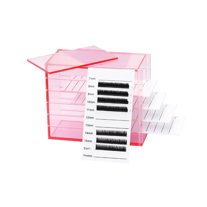 Custom transparent 5 tier eyelash drawer box acrylic eyelash Organizer lash storage acrylic eyelash box