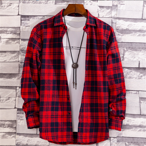 <span class=keywords><strong>Chemise</strong></span> à <span class=keywords><strong>carreaux</strong></span> <span class=keywords><strong>rouge</strong></span>, <span class=keywords><strong>noir</strong></span> <span class=keywords><strong>et</strong></span> bleu décontractée pour <span class=keywords><strong>homme</strong></span>, <span class=keywords><strong>chemise</strong></span> à manches longues infroissable, sans repassage, version coréenne, coupe ajustée - Product Image 3