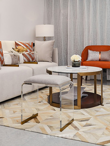 Pu Leather Convertible Modern Clear Acrylic Step <strong>Stool</strong> for <strong>Bedroom</strong> Apartment Supermarket Use - Product Image 4