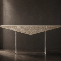 Console en marbre naturel moderne, écologique, imperméable, polie, avec cadre en acrylique transparent, pour entrée de villa de luxe