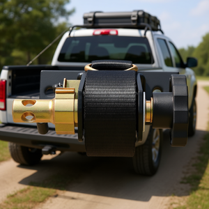 Correa de Sujeción de Carga Resistente con Hebilla, 1.5 Pulgadas de Ancho x 7.4 Pies de Largo, Nailon Negro, Ganchos Dobles en J, Capacidad de Carga de 500 Libras - Product Image 2