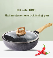 Penjualan Terbaik Modern anti-lengket memasak penggorengan granit Set batu Maifan lapisan bahan besi Gas penting memasak rumah