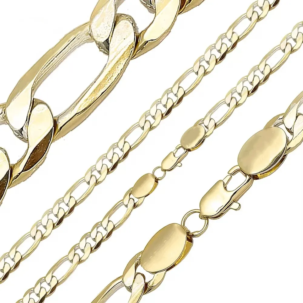 Nuevo modelo 14K latón cobre joyería cadena cubana collar pulsera chapado en oro hombres cadena de eslabones