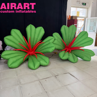 Fleurs gonflables vertes, tulipes gonflables, fleurs de mariage gonflables décorées de pétales jaunes