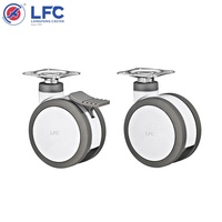 Roue pivotante de qualité supérieure pour hôpital, en nylon et polyuréthane, avec frein, fonctionnement silencieux, roulement à billes, capacité de charge de 60 kg/100 kg, 3 pouces/4 pouces