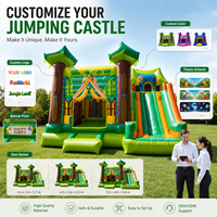 Château gonflable sur le thème de la jungle personnalisé avec deux toboggans, grand château gonflable pour enfants, installations de jeux d'extérieur
