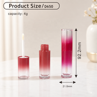 Huile à lèvres liquide mate dégradé ombré, tubes à rainures verticales, bases transparentes, tons rose rouille, approvisionnement en gros, logo personnalisé, OEM