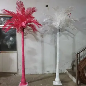 L-PT Custom Big Red Pink Fake Plastic Palm Trees Home Indoor Outdoor Decor Colored Faux Coconut Tree Large Artificial Palm Trees