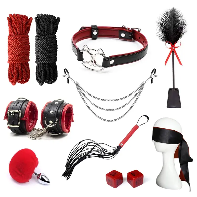 YING YAN 10 unids/set cuero BDSM Bondage Set restricciones cuerpo juguete sexual para pareja SM juego restricciones