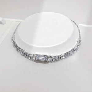 Bracelet tennis en argent sterling 925 de haute qualité, zircon, luxe, cadeau de mariage, coupe émeraude, simple, géométrique, pour femmes - Product Image 1