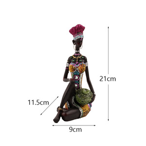Statue africaine vintage sculptée à la main, figurines afro-américaines, femme tribale exotique, œuvre d'<span class=keywords><strong>art</strong></span> africaine pour la décoration intérieure - Product Image 5