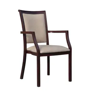 Custom Home Furniture Metal Leg High Densty Foam Dining Chair With Arm