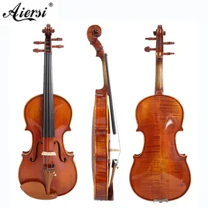 Aiersi handmade professional advanced Gloss yellow brown solid Flame violin With jujubewood accessory model HVB01