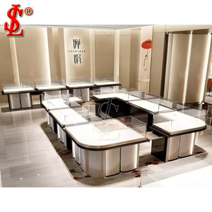 ตู้โชว์เครื่องประดับโลหะคุณภาพสูงตู้ฐานรูปทรงกระเพื่อมหินอ่อนเคาน์เตอร์แสดงเครื่องประดับตามสั่ง - Product Image 5