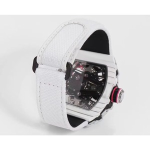 Montre automatique mécanique pour homme de style designer avec logo OEM, luxueuse, en fibre de carbone blanche, forme barillet, tourbillon 3802 - Product Image 3