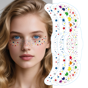 Personalizzazione arcobaleno Multicolor Glitter lentiggini adesivi temporanei per <span class=keywords><strong>tatuaggi</strong></span> impermeabili scintillano le macchie sul viso del cuore carino - Product Image 1