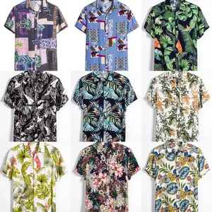 Kostenlose Custom Design Beach Wear für Männer Frühling Sommer Kurzarmhemd Herren hemd Gedruckte Grafik Blumen Hawaii hemd