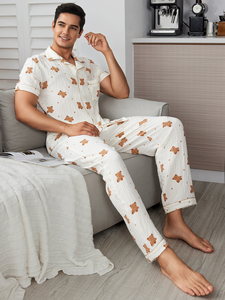 <span class=keywords><strong>Pigiama</strong></span> da <span class=keywords><strong>uomo</strong></span> in tessuto a <span class=keywords><strong>maniche</strong></span> <span class=keywords><strong>corte</strong></span> e pantaloni, set <span class=keywords><strong>pigiama</strong></span> per il tempo libero e per dormire, ideale per l'estate. - Product Image 5