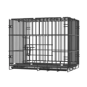 Cages de voyage empilables et pliables en fil d'acier inoxydable à double porte Chenils en métal pour chiens et chats