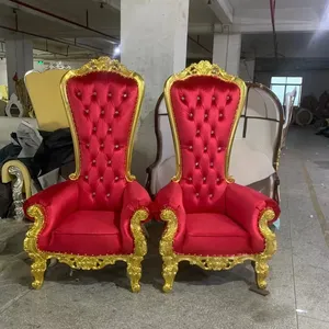 Король и королева с высокой спинкой, более дешевые золотые тронные стулья, Королевский роскошный свадебный стул для жениха и невесты