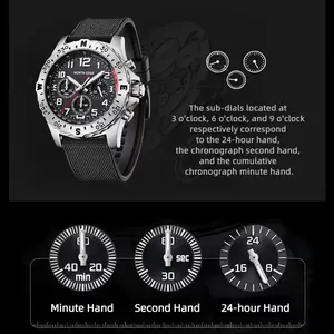 Montre à quartz pour homme NORTH EDGE MACH2, énergie solaire, boîtier en acier inoxydable 316, pilote, étanche 50M, chronomètre, montre homme - Product Image 5