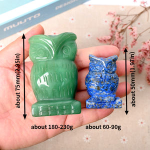 高品質 手作り ヒーリングクリスタル 動物工芸品 フローライト フクロウ装飾 - Product Image 2