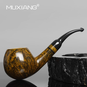 Muxiang Handcrafted Briarwood Pipe Bent Type Large Apple Shape Tobacco Pipe For Men - Product Image 4