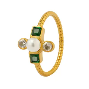 המפעל הנמכר ביותר-מכירת אישיות תכשיטים ברינסטון גומי טבעת אישיות טיטניום טבעת צלוחיות פלדה מצופה זהב