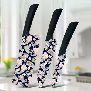 Meilleures ventes : Ensemble de couteaux Damas trois pièces, lame en céramique, manche en plastique ambidextre, compatible lave-vaisselle, durable, pour usage quotidien - Product Image 1