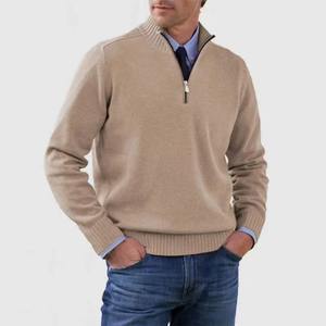 Vente en gros Sweat-shirt chaud à col rabattu pour hommes Nouveau pull en cachemire à simple boutonnage de couleur unie - Product Image 6
