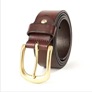 Business Style Pure Color Men Real Leather Belt 100% Cowhide Leather Belt