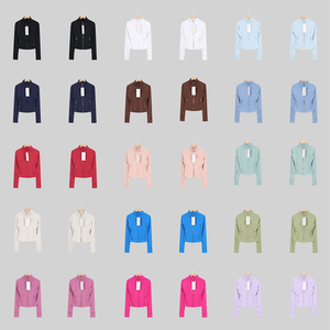 Haut court à manches longues et col rond <span class=keywords><strong>Lulu</strong></span> pour femme, personnalisable avec logo, respirant, extensible dans les quatre sens, grande taille, vêtement de sport actif - Product Image 2