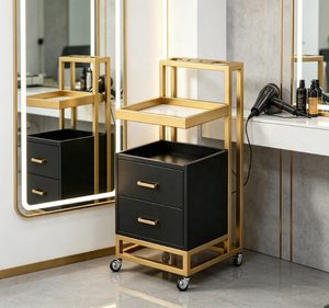 Gold Metal Salon Trolley Storage <b>Cart</b> with Drawers Rolling Barber Shop Utility Cabinet - Product Image 2
