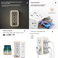Stop Kontak Anti Lonjakan Tegangan dengan Lampu Sensor Cahaya, 6 Stop Kontak Ekstensi 24A, Anti Api