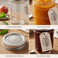 Bocaux en verre avec couvercle, contenants en verre de luxe, petits pots à confiture de 150 ml et 250 ml, pots en verre de 350 grammes, pots de 8 oz pour confitures