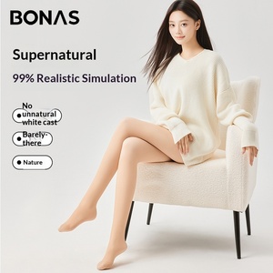 Leggings Termici BONAS da Donna, Colore Nude, Primavera-Autunno, in Nylon Vintage, Tinta Unita, Vita Media, Lunghezza Midi, Foderati in Pile, Velluto Spesso - Product Image 2