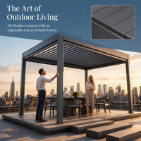 Pergola à lames orientables manuelle en aluminium Natural Gifts pour balcon et terrasse - Écologique, tailles personnalisables, structure extérieure durable