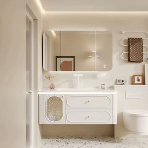 Ceramic integrated basin intelligent lighting <b>mirror</b> cabinet apartment uses <b>wall</b> mounted integrated basin - Product Image 4