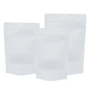 OEM MOPP beyaz Kraft kağıt CPP gıda sınıfı beyaz kraft kağıt çanta stand up fermuar kılıfı ile pencereden görmek için kaju fıstığı