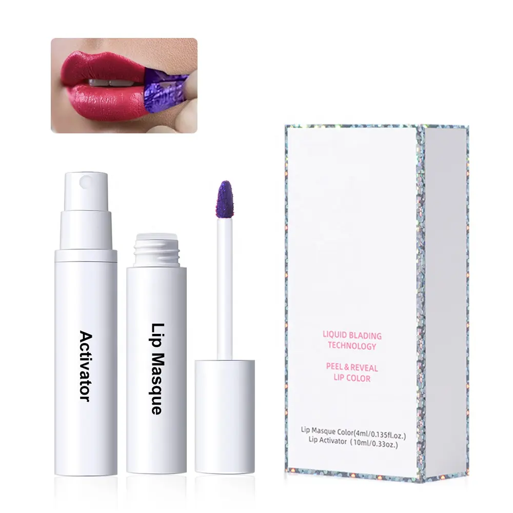 Стойкая водостойкая матовая веганская 2 шт. отшелушивающая краска для губ, маска для губ, набор для активации губ, блеск для губ, набор, частная этикетка