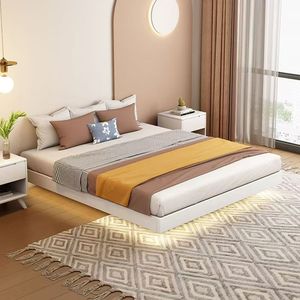 Marco de cama <span class=keywords><strong>flotante</strong></span> de madera con cama de pared tamaño King de madera de <span class=keywords><strong>roble</strong></span> maciza moderna ligera con almacenamiento cama <span class=keywords><strong>flotante</strong></span> de madera Tatami - Product Image 3