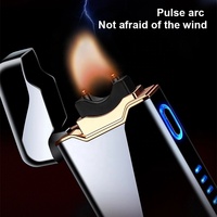 Briquet électrique rechargeable par USB, affichage de la puissance, double arc, plasma, LED, haute capacité, barbecue, voyage