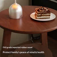 Mesa de centro multifuncional de madera maciza con almacenamiento, estilo nórdico minimalista, con superficie de madera de caucho, para sala de estar o dormitorio.