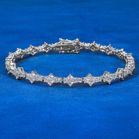 925 Sterling Silber Moissanit Tennis-Armband für Damen Funkelndes Blumencluster Moissanit Gliederarmband Schmuck Geschenk