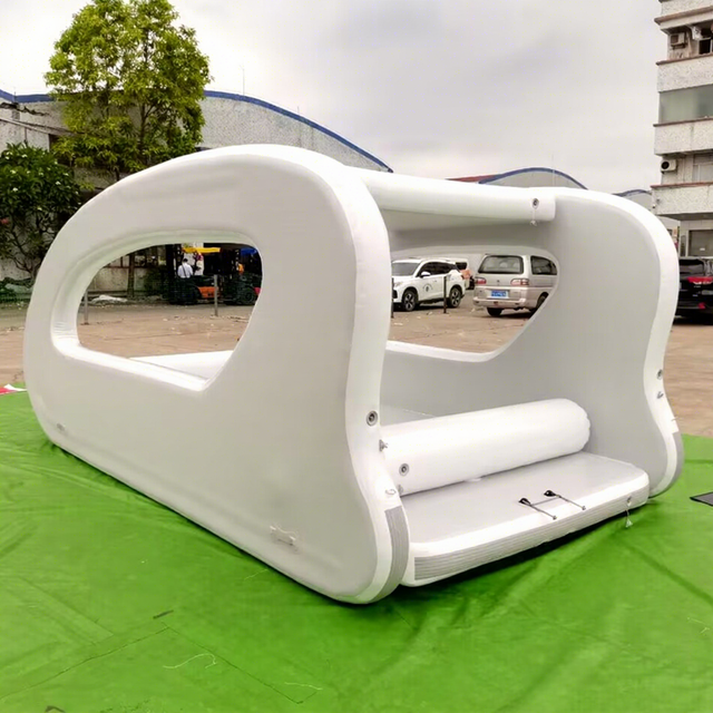 Air Tight PVC Water Floating Electric Solar Sustainable Catamaran Inflatable House Boat with Motor