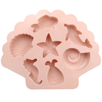 Moule en silicone 7 cavités 304 pour chocolat, décoration de gâteaux, biscuits, résine, savon, bonbons - Thème Monde Marin Animaux Mignons